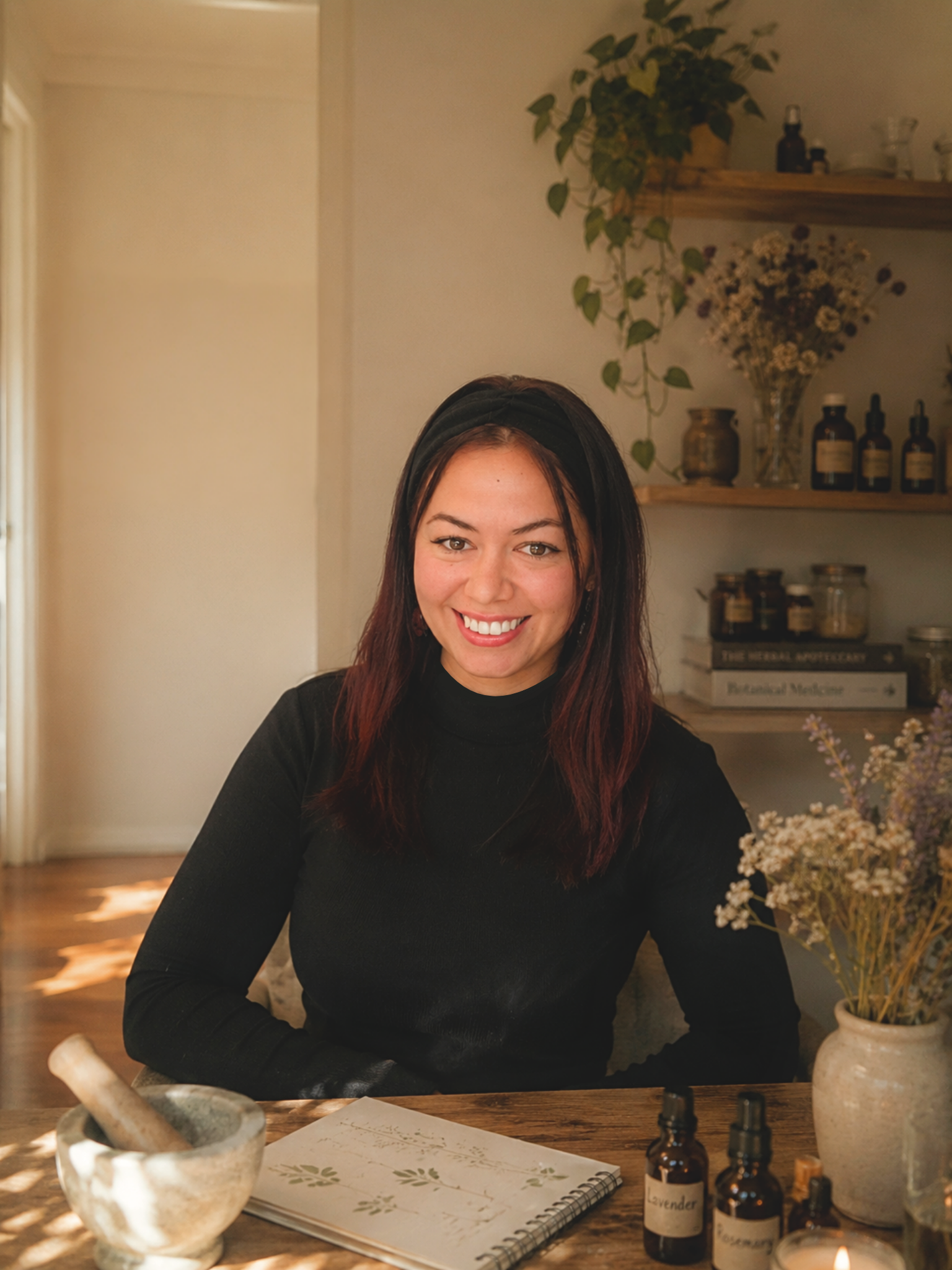 Viktoria at her apothecary table