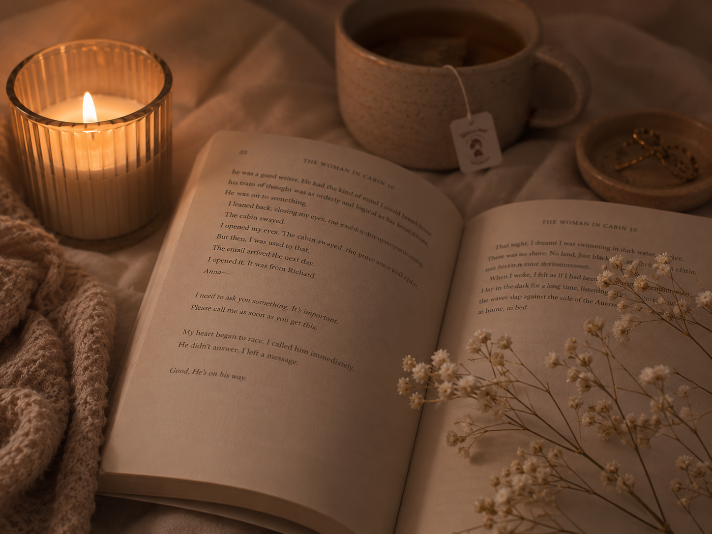 Reading a book in bed
